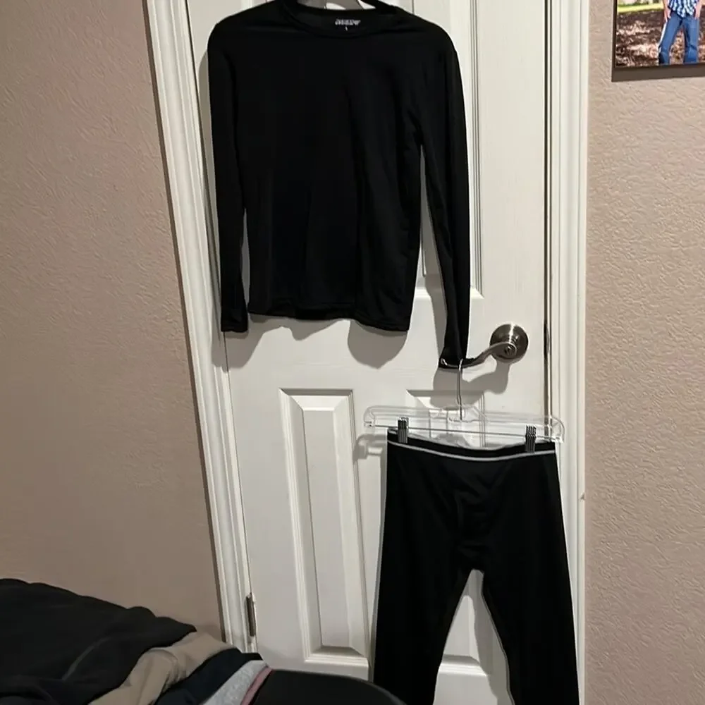 Rocky Thermal Underwear set pants and shirt Kids Size Large Black